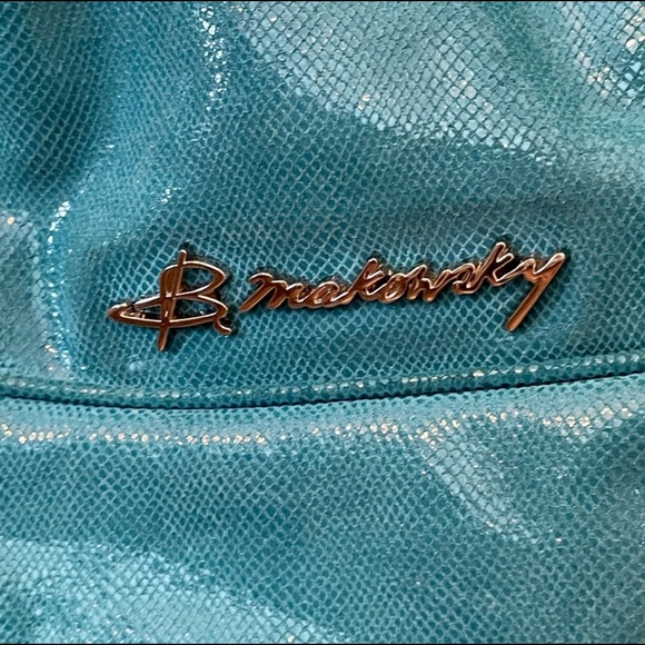 B. Makowsky Teal Leather Shoulder Bag - Picture 6 of 6